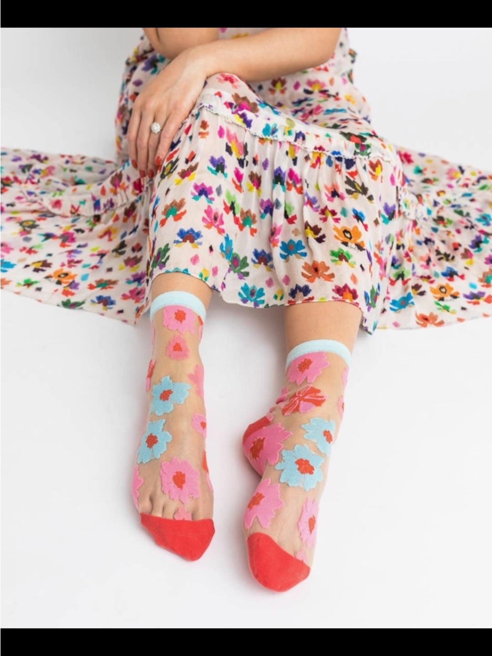 Sock Candy Ribbon Roses Sheer Ankle Sock. Price Firm.